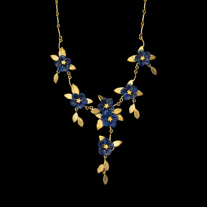 Blue Violet Multi Flower Necklace