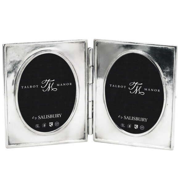 Pewter Oval Bifold Picture Frame