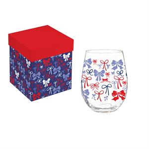 Wine Glass Red White Bow
