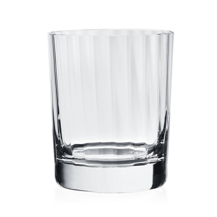Straight, ribbed, clear crystal tumbler