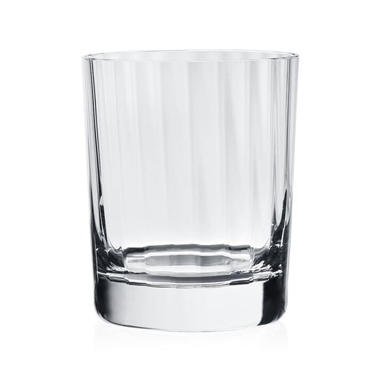 Straight, ribbed, clear crystal tumbler