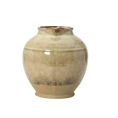 Beige ceramic vase on a white background
