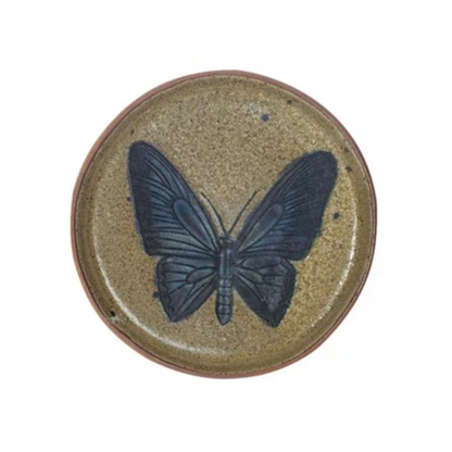 Stoneware Bird & Insect Serving Plate