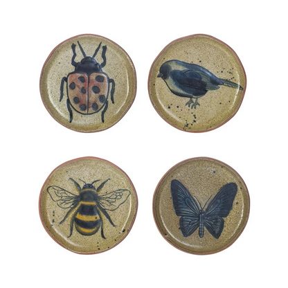 Stoneware Bird & Insect Serving Plate