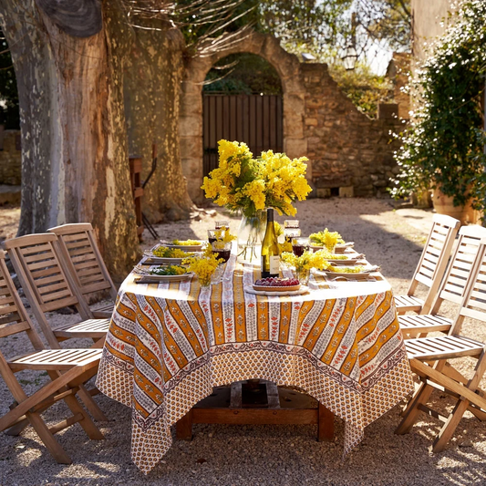 Avignon Dijon & Blue Tablecloth | 71" x 106"